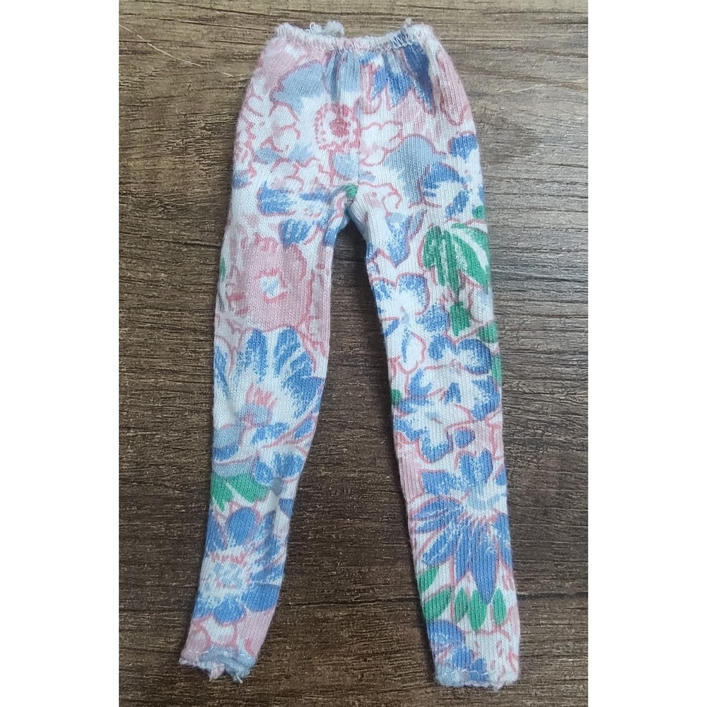 Floral Barbie Doll Leggings With Elastic Waist Vtg Z22